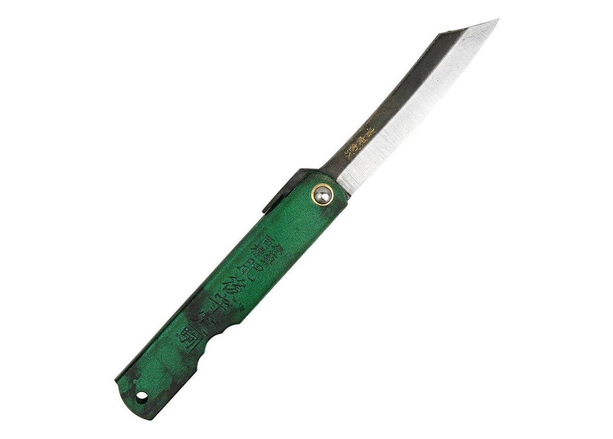 Higonokami Blue Paper Steel Black Back Jade L | Japanese Folding