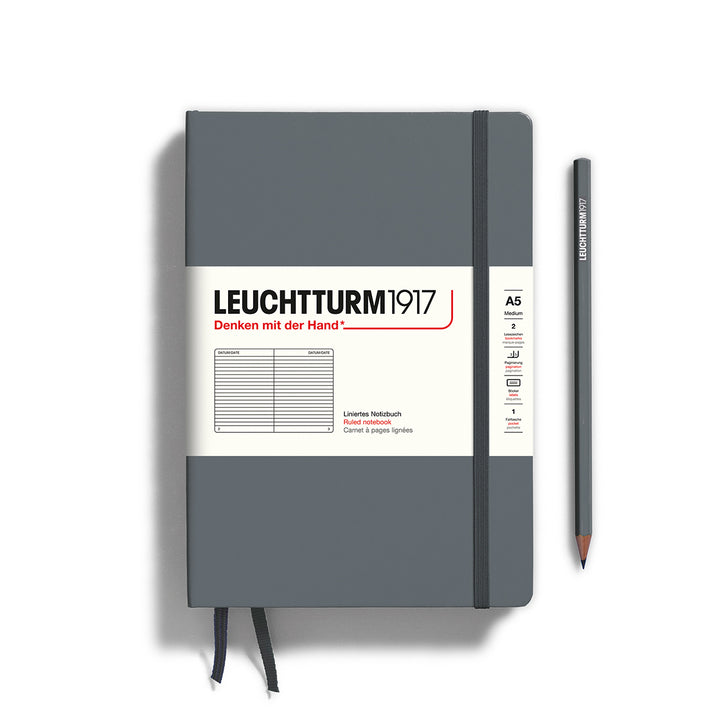 LEUCHTTURM1917 HARDCOVER MEDIUM NOTEBOOK A5 ANTHRACITE