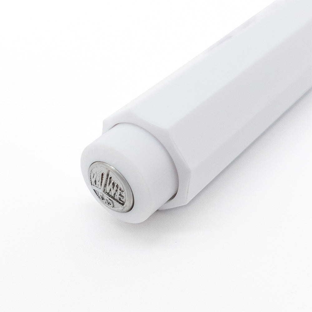 Close up of Kaweco X Kuromi Skyline Sport Ballpoint Pen – White's push buttom