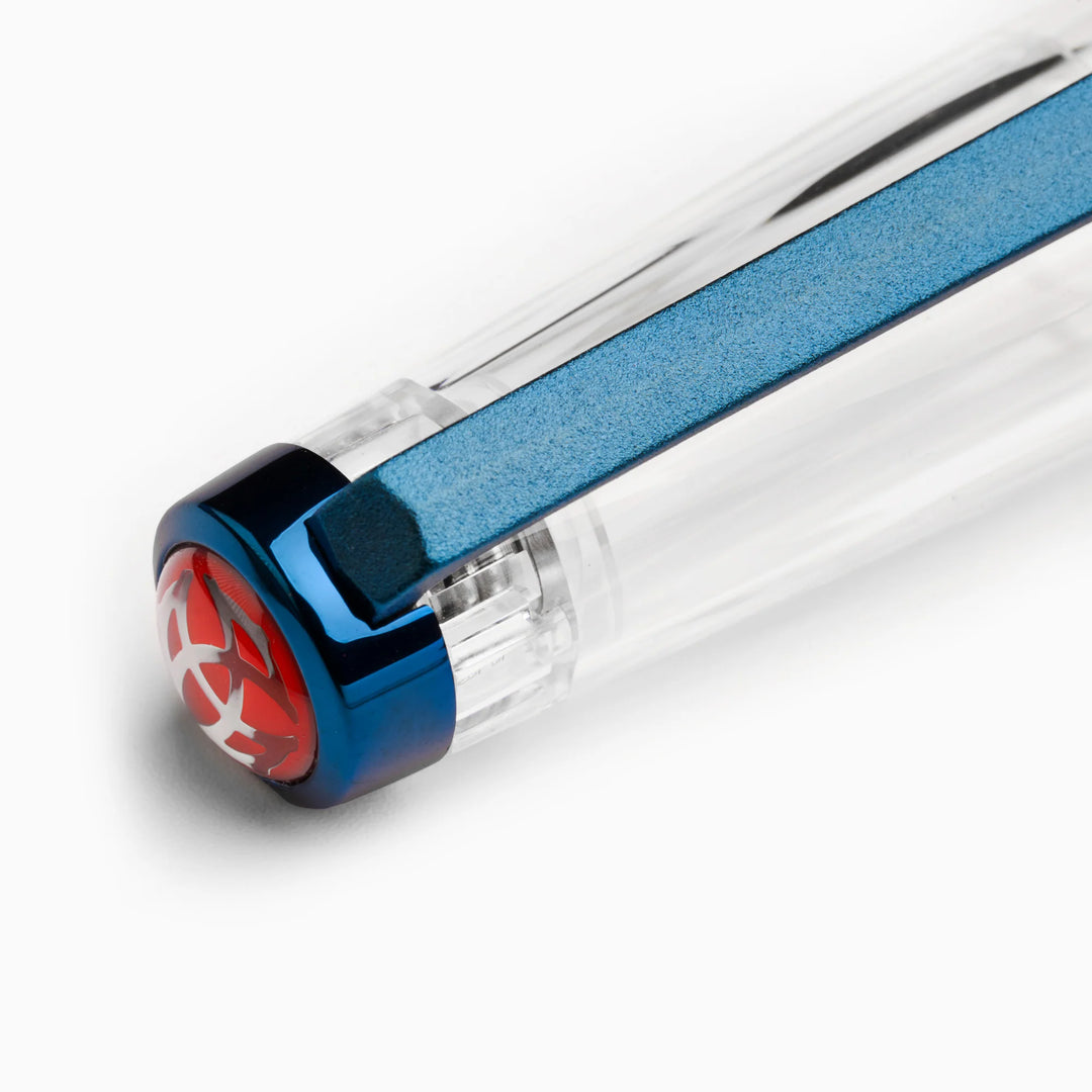 Close-up of TWSBI VAC700R Fountain Pen – Kyanite's cap on a white background