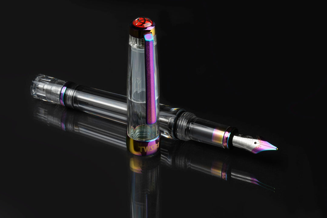 TWSBI VAC700R Fountain Pen – Iris on a black reflective surface