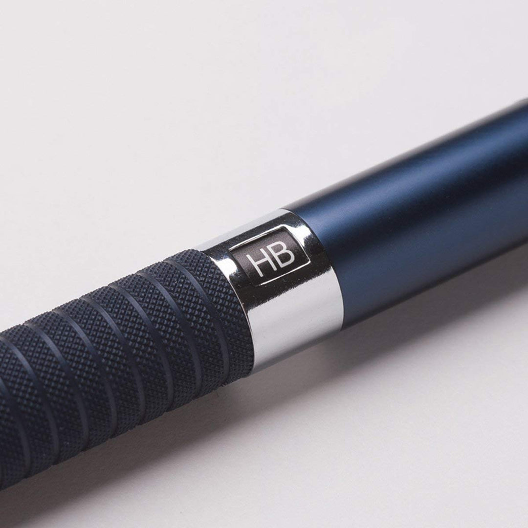 Close up of Staedtler 925 35 Night Blue grip and lead indicator.