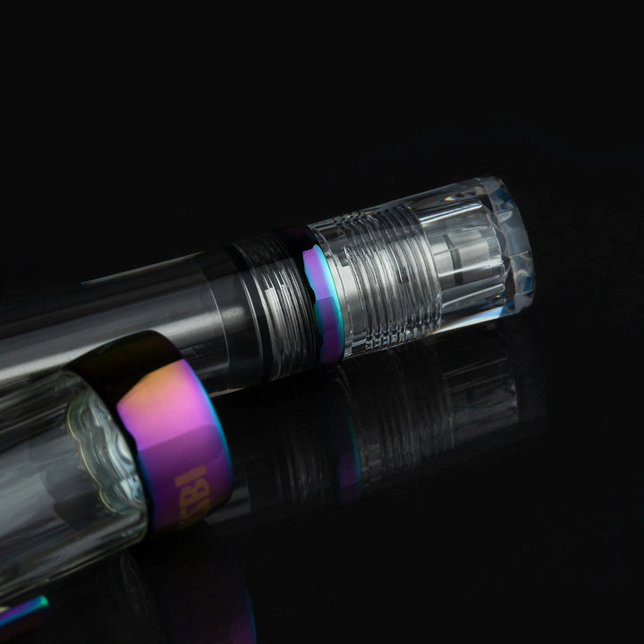 Close-up of TWSBI VAC700R Fountain Pen – Iris on a black background
