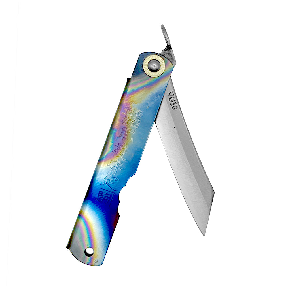 HIGONOKAMI VG10 STEEL FIRE TOUCHED EDITION TITANIUM L