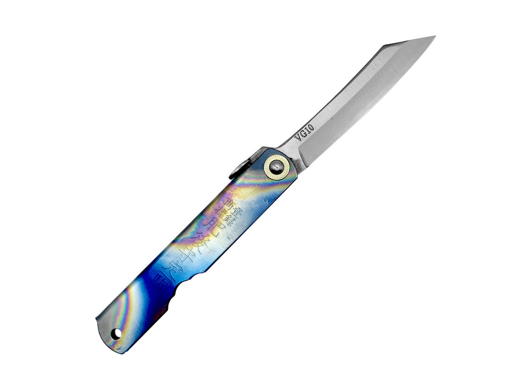 HIGONOKAMI VG10 STEEL FIRE TOUCHED EDITION TITANIUM L