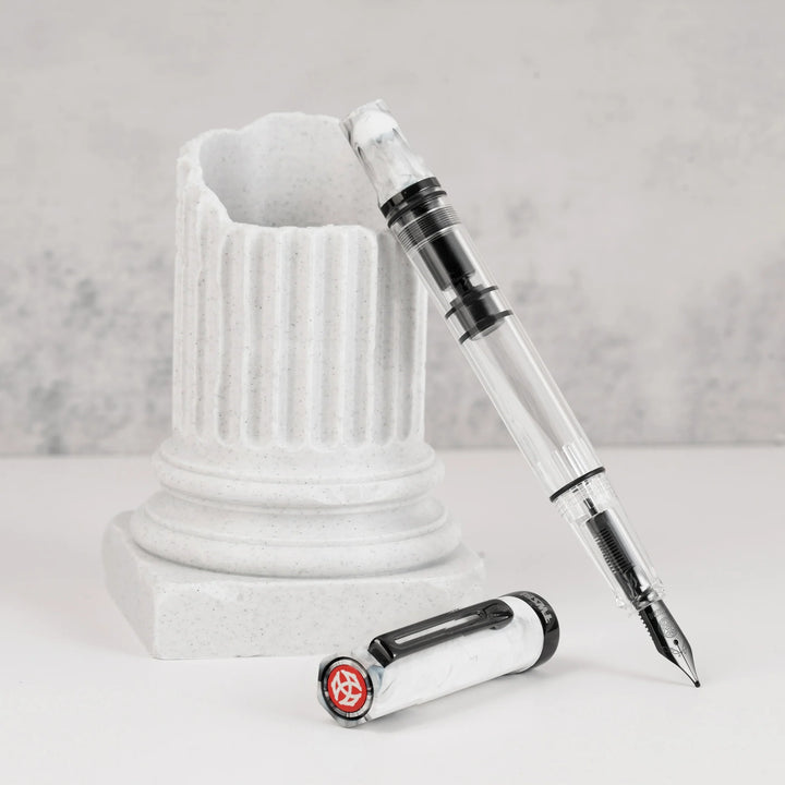 TWSBI ECO Fountain Pen – Carrara Onyx on a marble base