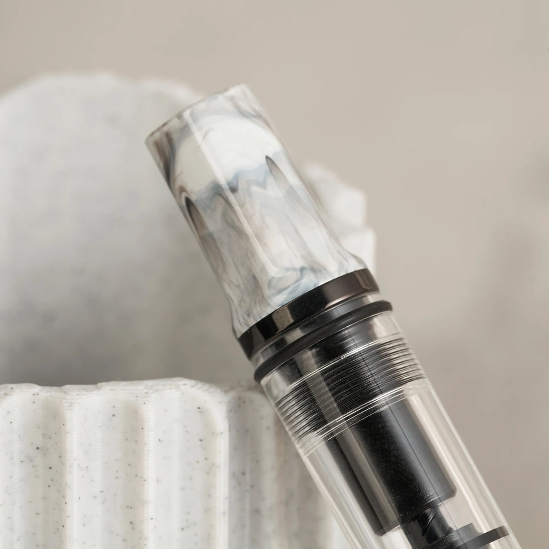 Close-up of TWSBI ECO Fountain Pen – Carrara Onyx
