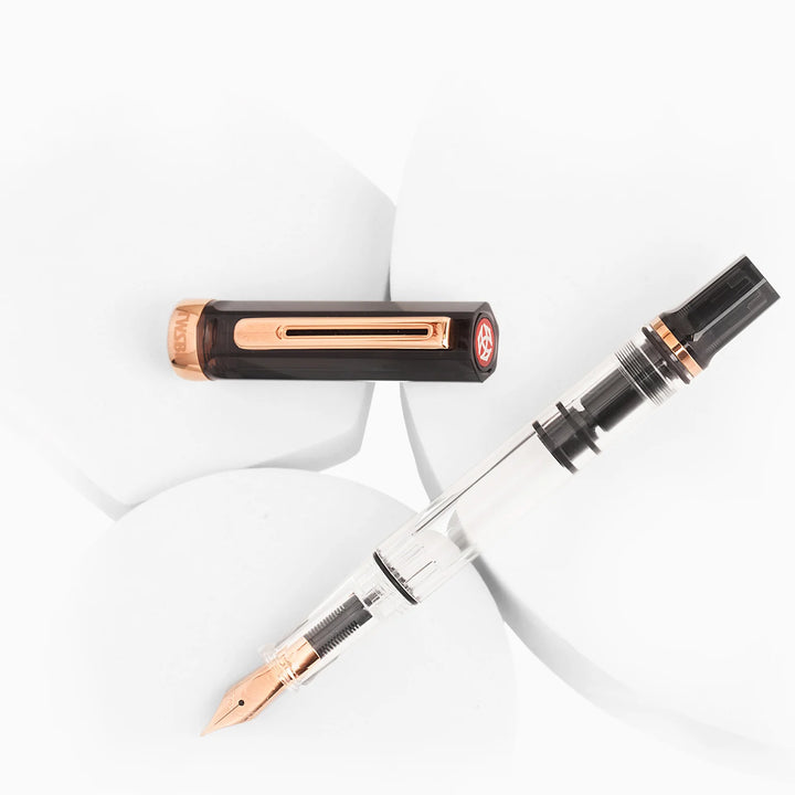 TWSBI ECO Fountain Pen – Smoke Rose Gold, showing the cap and body on a white background