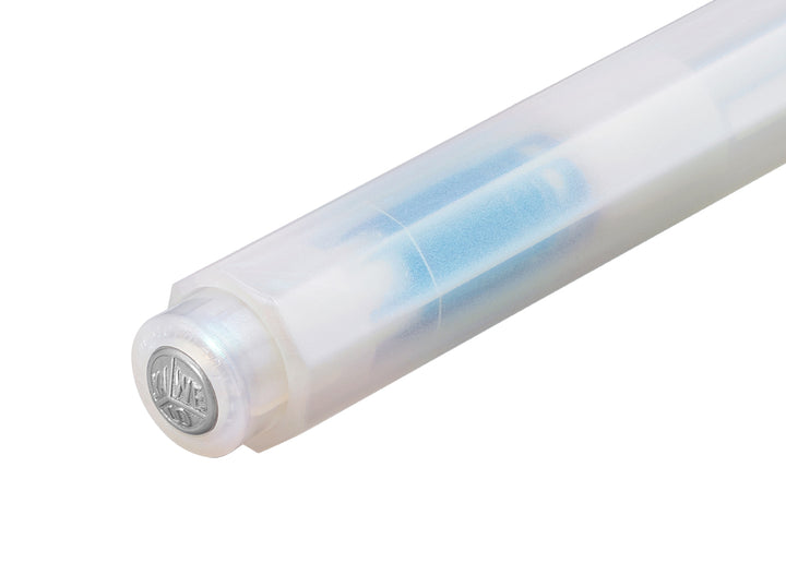 Kaweco Lunar Sport Light Blue ballpoint pen push-button with silver logo medallion.