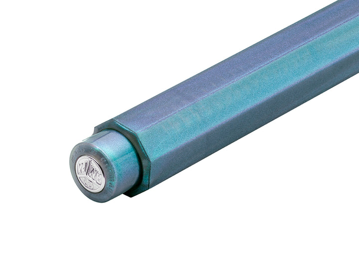 Kaweco Lunar Sport Shadow Blue clutch pencil push-button with silver logo medallion.