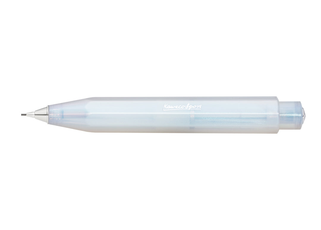 Kaweco Lunar Sport Mechanical Pencil in Light Blue with octagonal iridescent body.