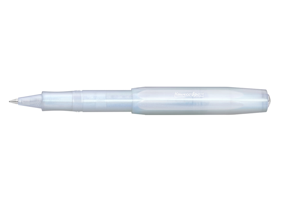 Kaweco Lunar Sport Rollerball Pen in Light Blue showing metal tip and posted cap.