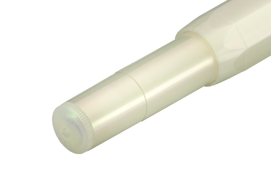 Detail view of the Kaweco Lunar Sport barrel end showing the "Made in Germany" engraving on the Light Green finish.