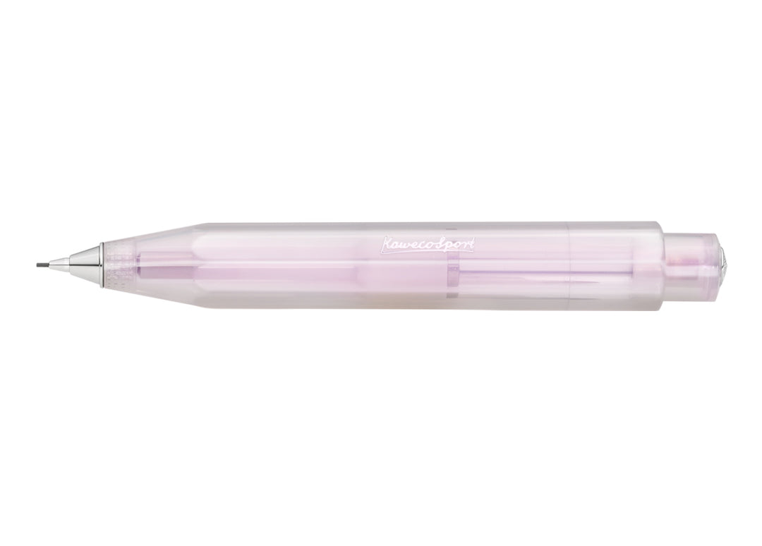 Kaweco Lunar Sport Mechanical Pencil in Light Purple with a pale mauve iridescent octagonal barrel.