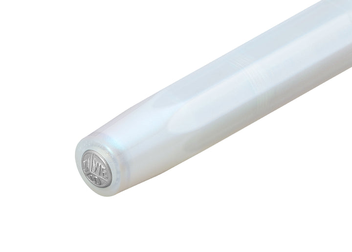 Kaweco Lunar Sport Light Blue rollerball pen cap top with silver logo medallion.