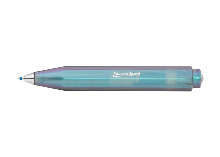 Kaweco Lunar Sport Ballpoint Pen in Shadow Blue with octagonal iridescent body.