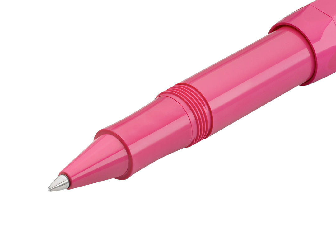 Macro shot of Kaweco Skyline Sport Rollerball tip showing grip section and ceramic ball point.