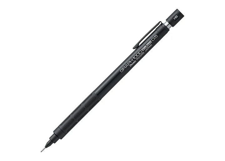 Pentel Graph 1000 Anniversary Edition PG1005-ANA 0.5mm stealth black drafting pencil, full body view.