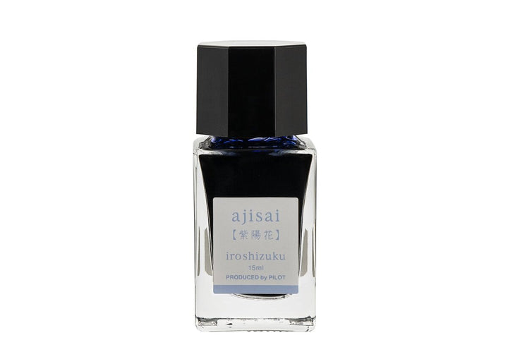 Pilot Iroshizuku Ajisai (Hydrangea) 15ml mini glass ink bottle filled with soft periwinkle blue fountain pen ink