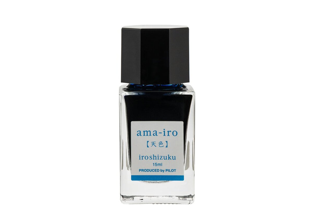 Pilot Iroshizuku Ama-iro (Sky Blue) 15ml mini glass ink bottle filled with light sky blue fountain pen ink