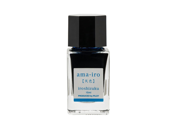 Pilot Iroshizuku Ama-iro (Sky Blue) 15ml mini glass ink bottle filled with light sky blue fountain pen ink