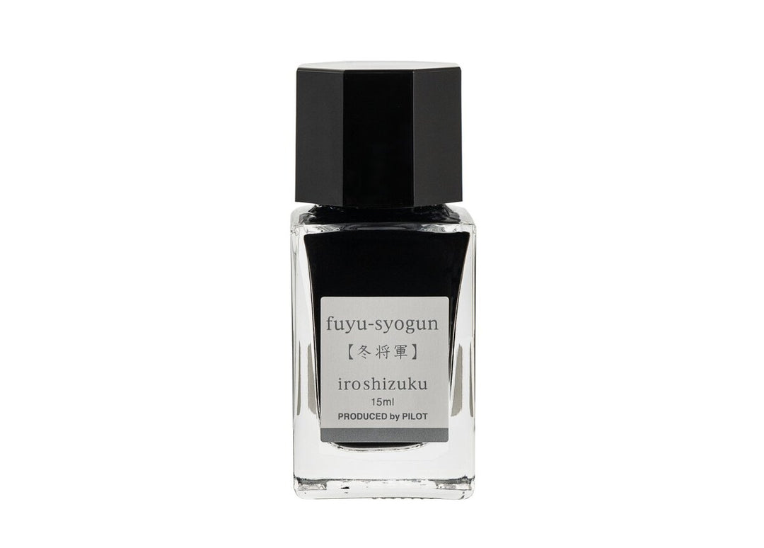 Pilot Iroshizuku Fuyu-syogun (Old Man Winter) 15ml mini glass ink bottle filled with cool grey fountain pen ink