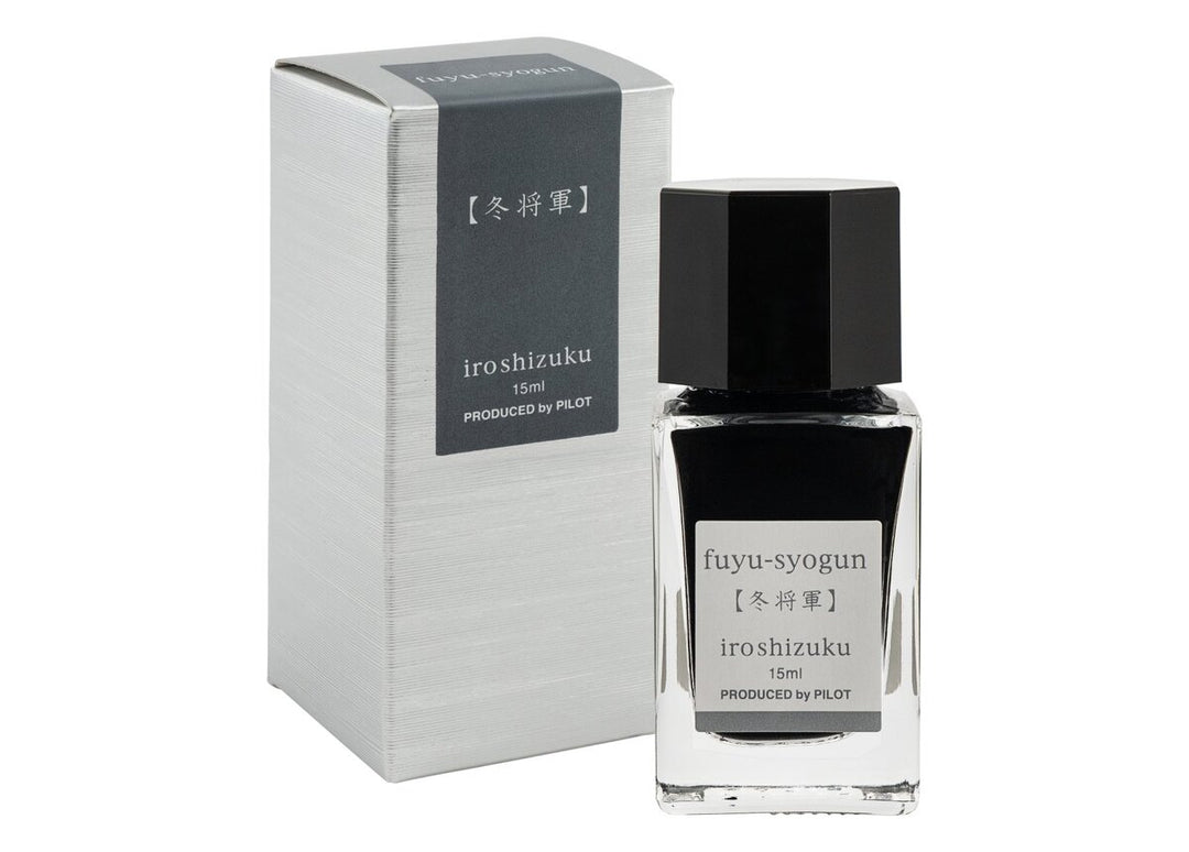 Pilot Iroshizuku Fuyu-syogun (Old Man Winter) 15ml glass fountain pen ink bottle with silver presentation box