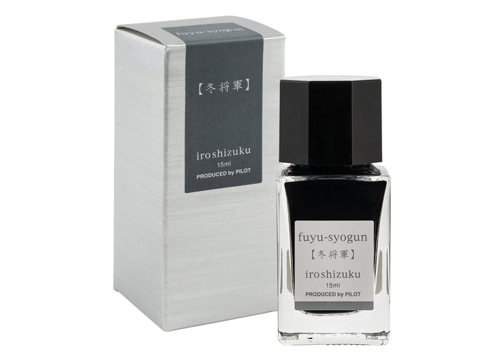 Pilot Iroshizuku Fuyu-syogun (Old Man Winter) 15ml glass fountain pen ink bottle with silver presentation box
