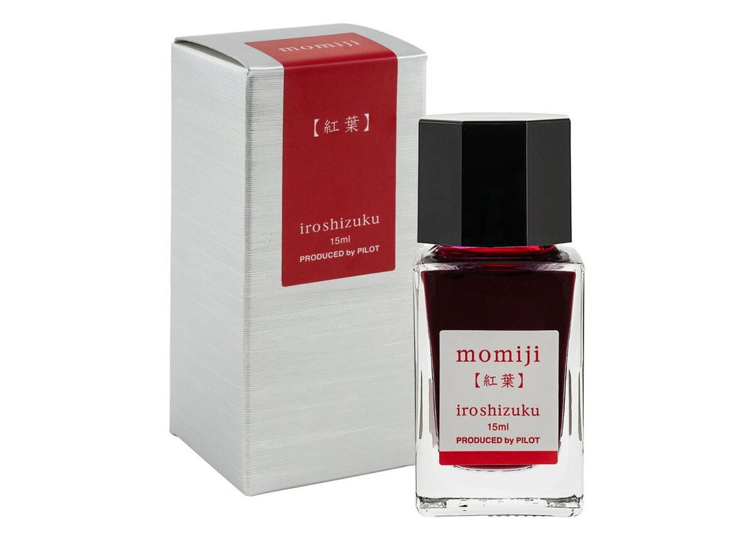 Pilot Iroshizuku Momiji (Autumn Leaves) 15ml glass fountain pen ink bottle with silver presentation box
