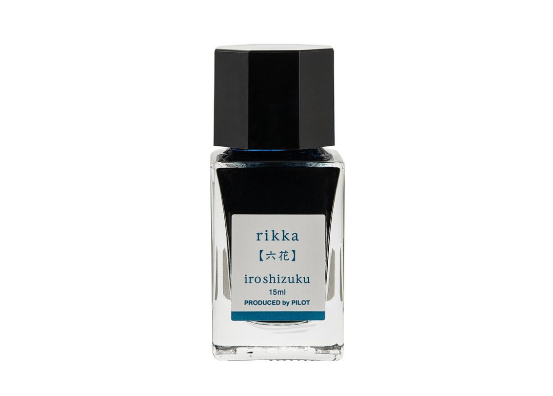 Pilot Iroshizuku Rikka (Snow Crystal) 15ml mini glass ink bottle filled with light icy blue fountain pen ink