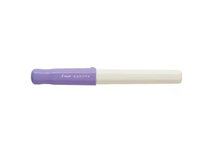 Pilot Kakuno Soft Violet fountain pen with pastel violet cap and white ergonomic body.
