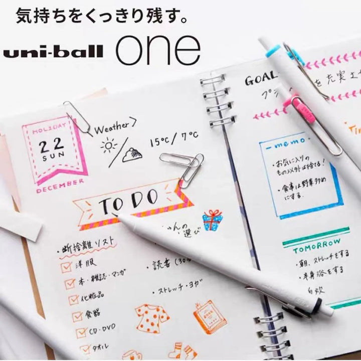 Bullet journal with colorful 'To Do' lists and doodles drawn using the Uni-ball One 8-Color Gel Pen Set.