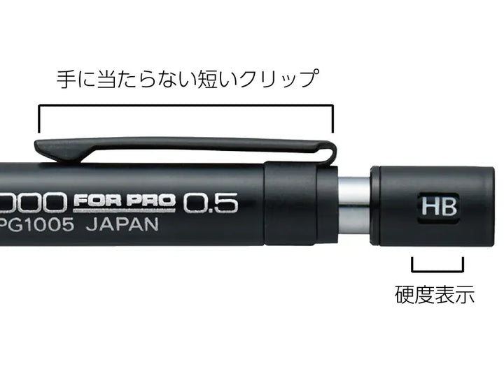 Pentel Lead Grade Indicator Window and Short Clip Detail