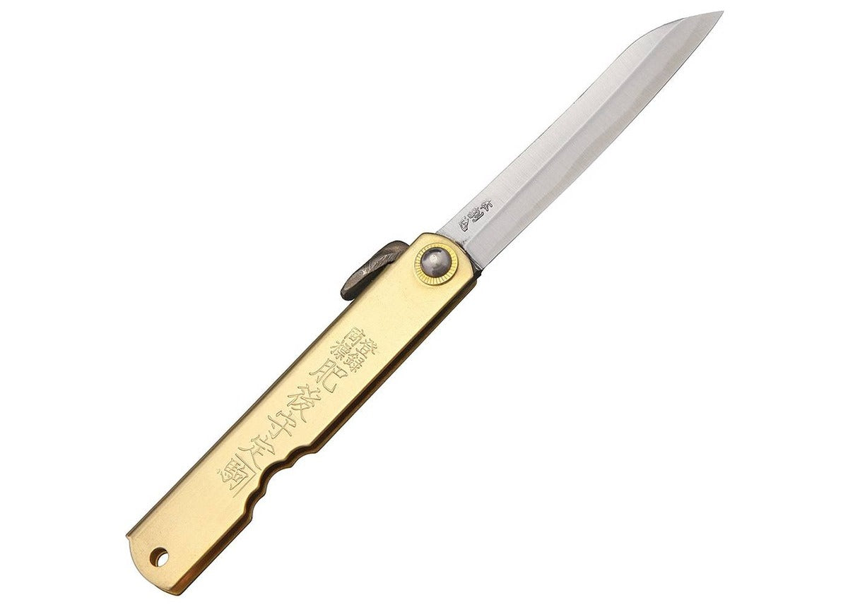 Higonokami White Paper Steel Leaf Blade Brass L | Japanese Folding