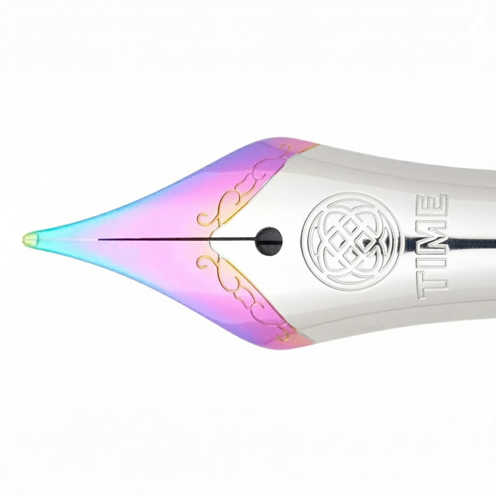 Close-up of a TWSBI Diamond 580 Fountain Pen – Iris nib on a white background