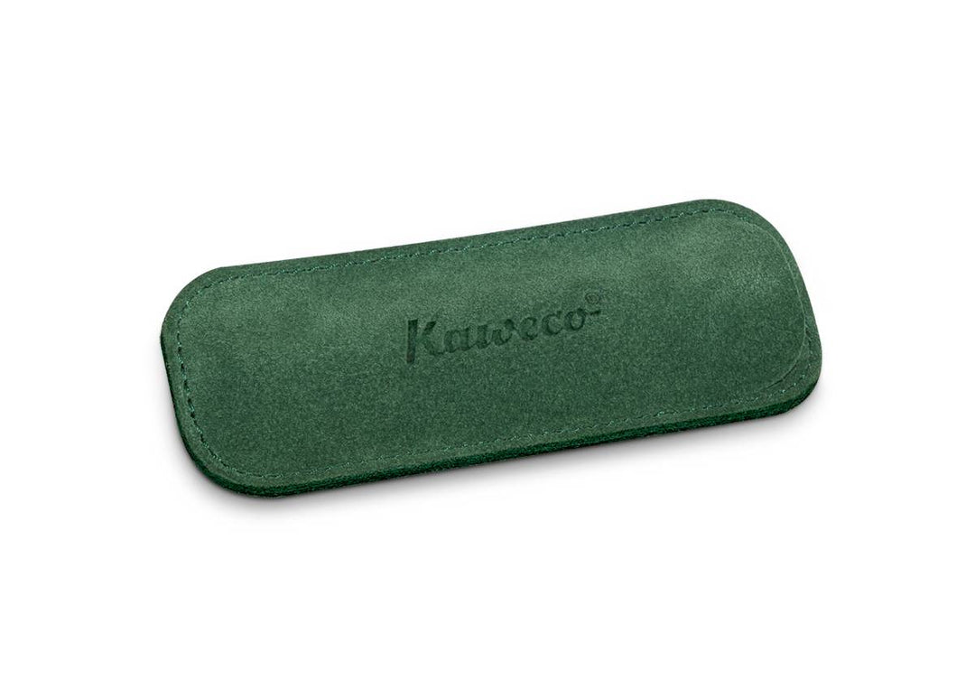 KAWECO SPORT 2-PEN ECO VELOUR LEATHER POUCH GREEN